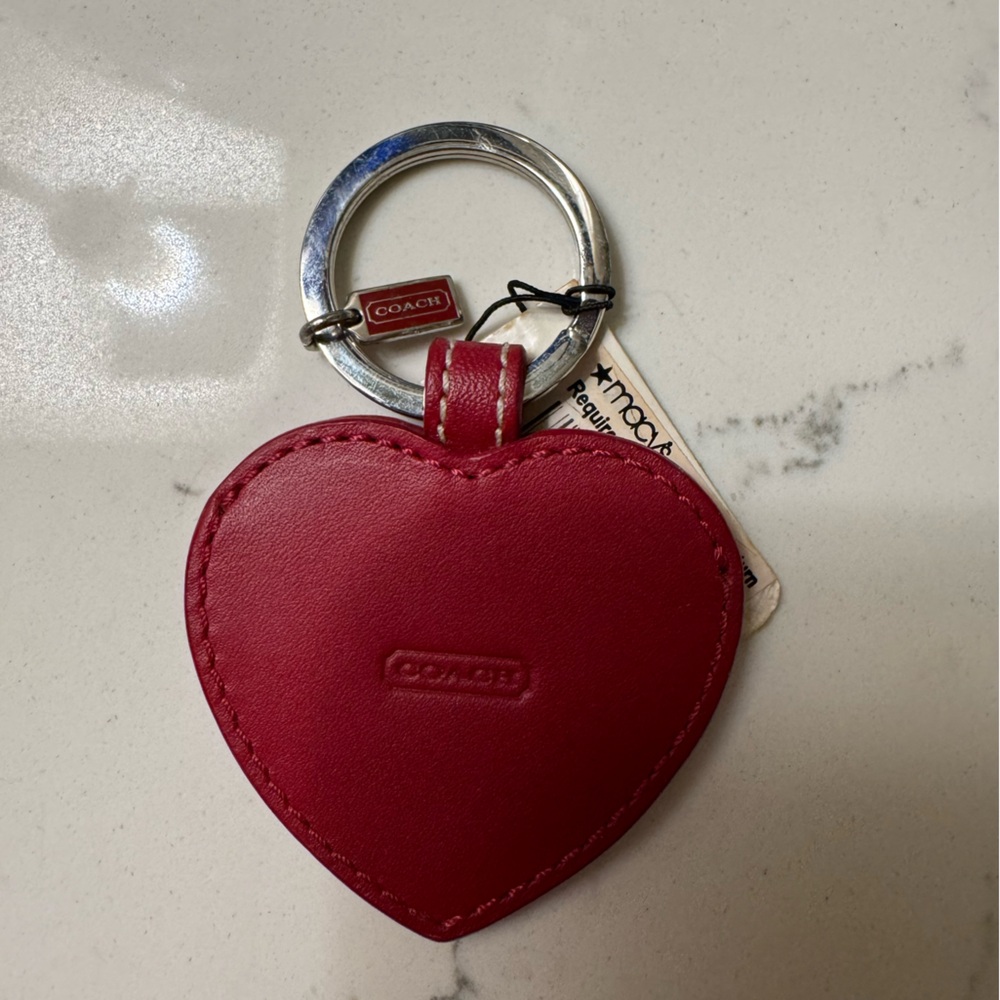 RARE Coach Red Heart shaped leather picture frame Keychain/bag charm - Picture 8 of 9